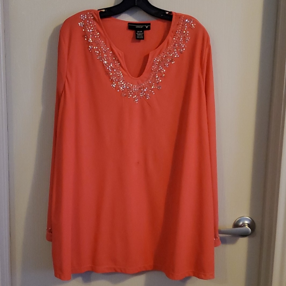 Venezia beaded blouse size 22/24 = Beaded neckline
